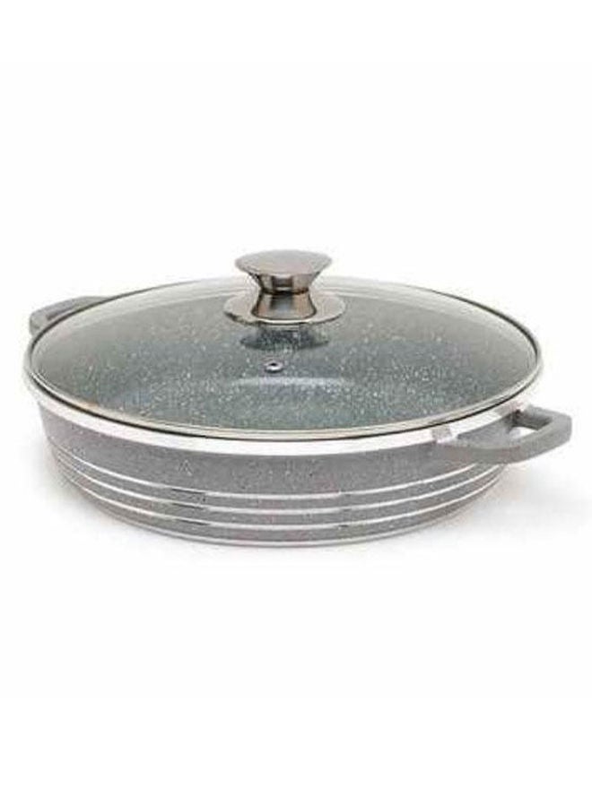 DESSINI وعاء طهي ضحل غير لاصق سيراميك مع غطاء زجاجي 32 سم رمادي - Image 2