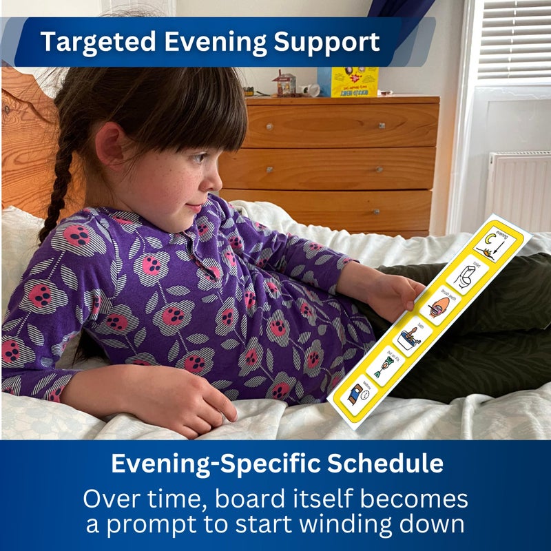 Autism Supplies And Developments Visual Evening Routine – Evening Bedtime Schedule Timetable Cards compatible with PECs Symbols & Boardmaker PCS (for non-verbal, ADHD, ASD, Autism, Kids, Children, Toddlers) (English) - Image 2