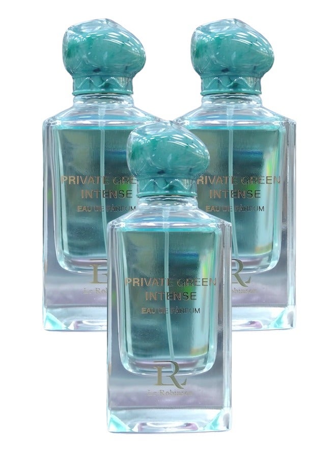 Le Robinson 3 Pieces Private Green Intense Perfume For Women 100ml EDP - Image 1