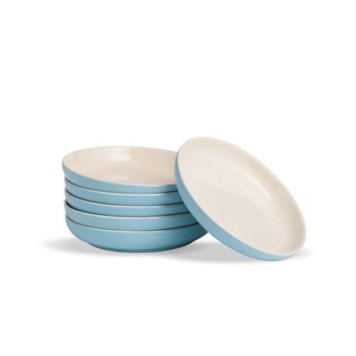 Shay Snack Plates Set of 6, Blue Slow Series | Glossy Finish | Snacks Plates Set of 6 | Dessert Plates | Snack Plate (Deep Snack Plates - Blue, 6pc) - Image 1