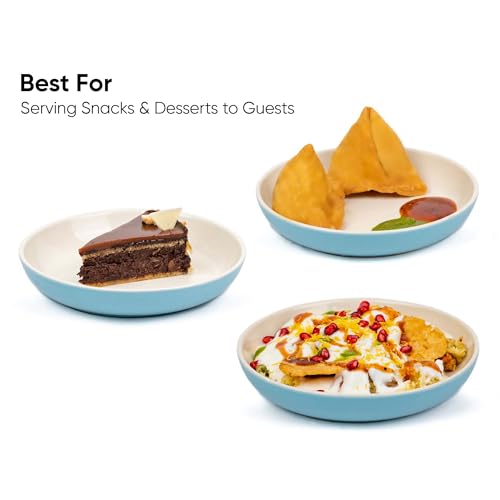Shay Snack Plates Set of 6, Blue Slow Series | Glossy Finish | Snacks Plates Set of 6 | Dessert Plates | Snack Plate (Deep Snack Plates - Blue, 6pc) - Image 4