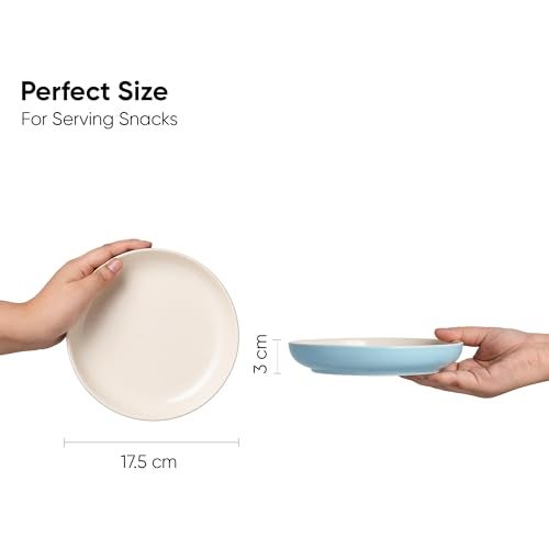 Shay Snack Plates Set of 6, Blue Slow Series | Glossy Finish | Snacks Plates Set of 6 | Dessert Plates | Snack Plate (Deep Snack Plates - Blue, 6pc) - Image 3