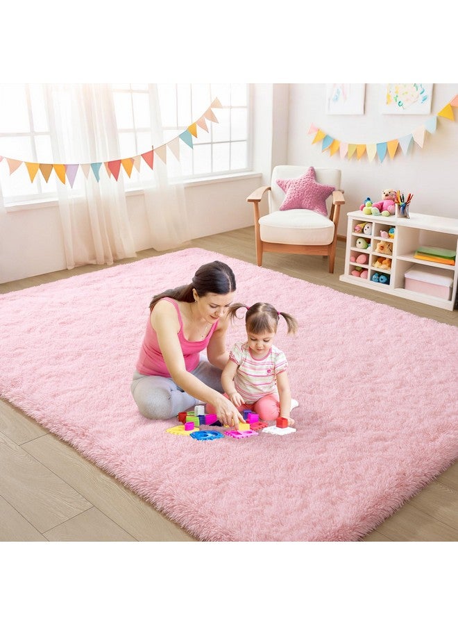 Keeko Fluffy Pink Area Rugs for Bedroom Girls Room, Cute Shag Fuzzy Large Kids Room Rugs Living Room Soft Furry Bedroom Carpet Indoor Bedside Rug for Teen Baby Nursery Dorm Decor, 5.3x7.5 - Image 4