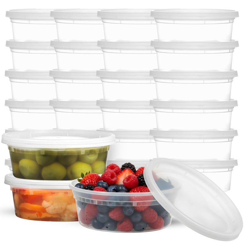 JoyServe 60 Sets 120Piece 8 oz Deli Food Containers with Lids for Food Snacks Takeout Meal Prep  1 Cup Small Durable Clear Containers  Stackable and Durable Dishwasher  Microwave Safe