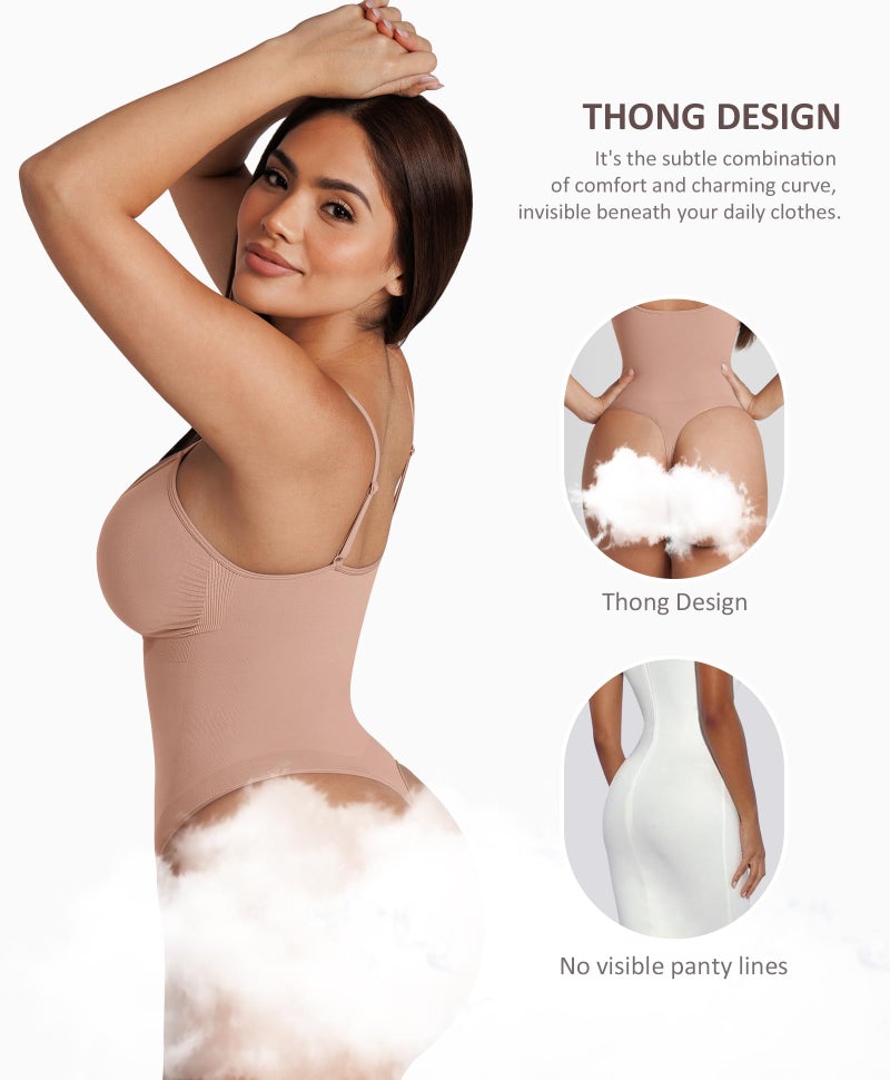 FeelinGirl Shapewear Tummy Control Bodysuits for Women Seamless Body Shaper Shapewear Thong Body Shaper XS-S - Image 2