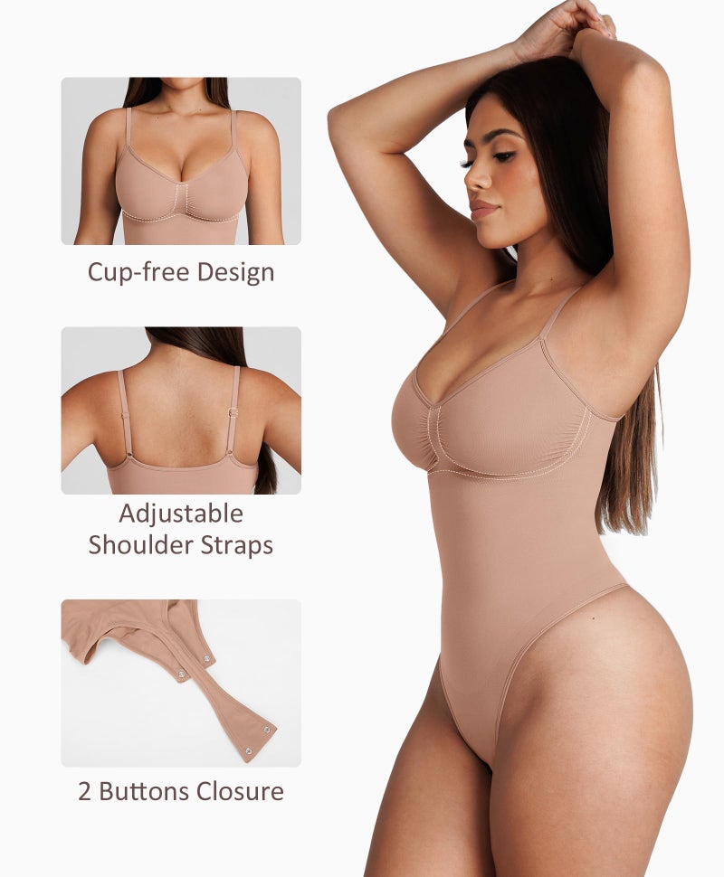 FeelinGirl Shapewear Tummy Control Bodysuits for Women Seamless Body Shaper Shapewear Thong Body Shaper XS-S - Image 4