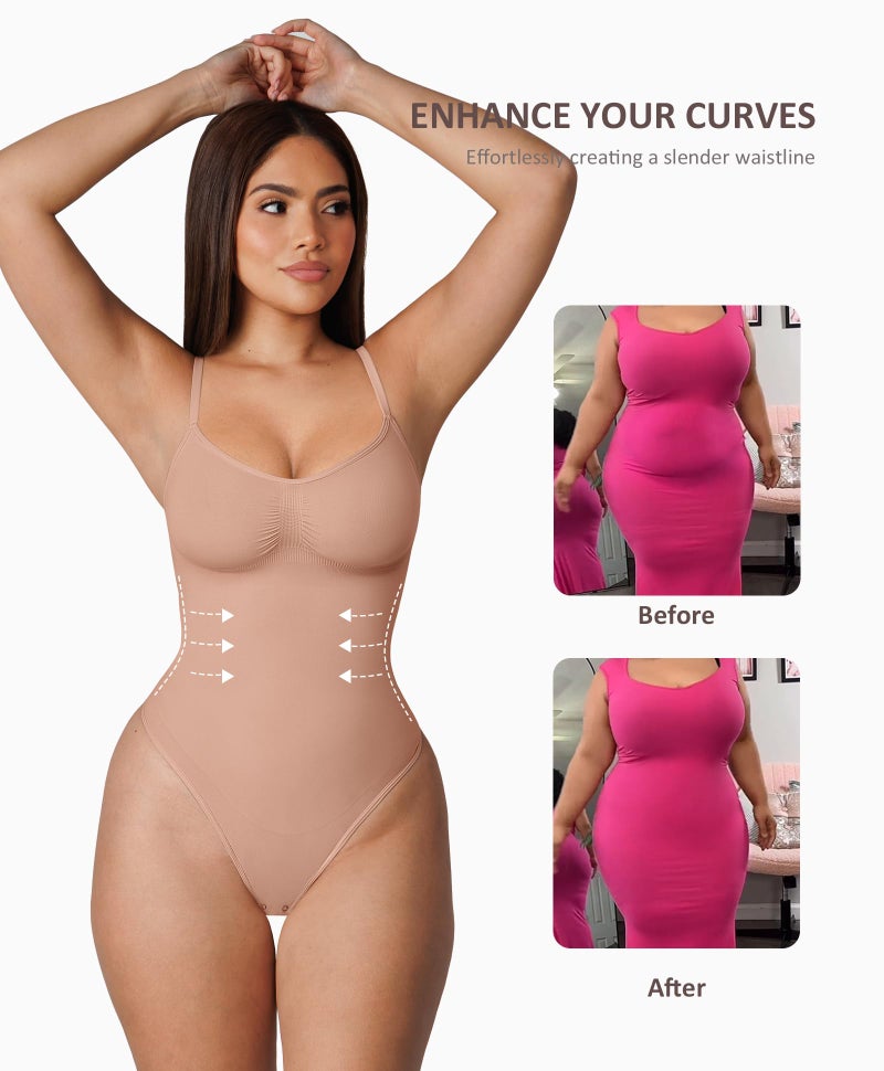 FeelinGirl Shapewear Tummy Control Bodysuits for Women Seamless Body Shaper Shapewear Thong Body Shaper XS-S - Image 5