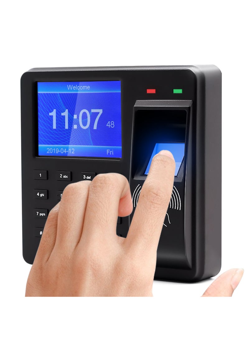Generic - 2.4 Inch Display Screen Access Control Time Attendance Machine Fingerprint/Password/ID Card Recognition Time Clock Employee Checking-in Recorder Multi-language Support U Disk Export Report - Image 1