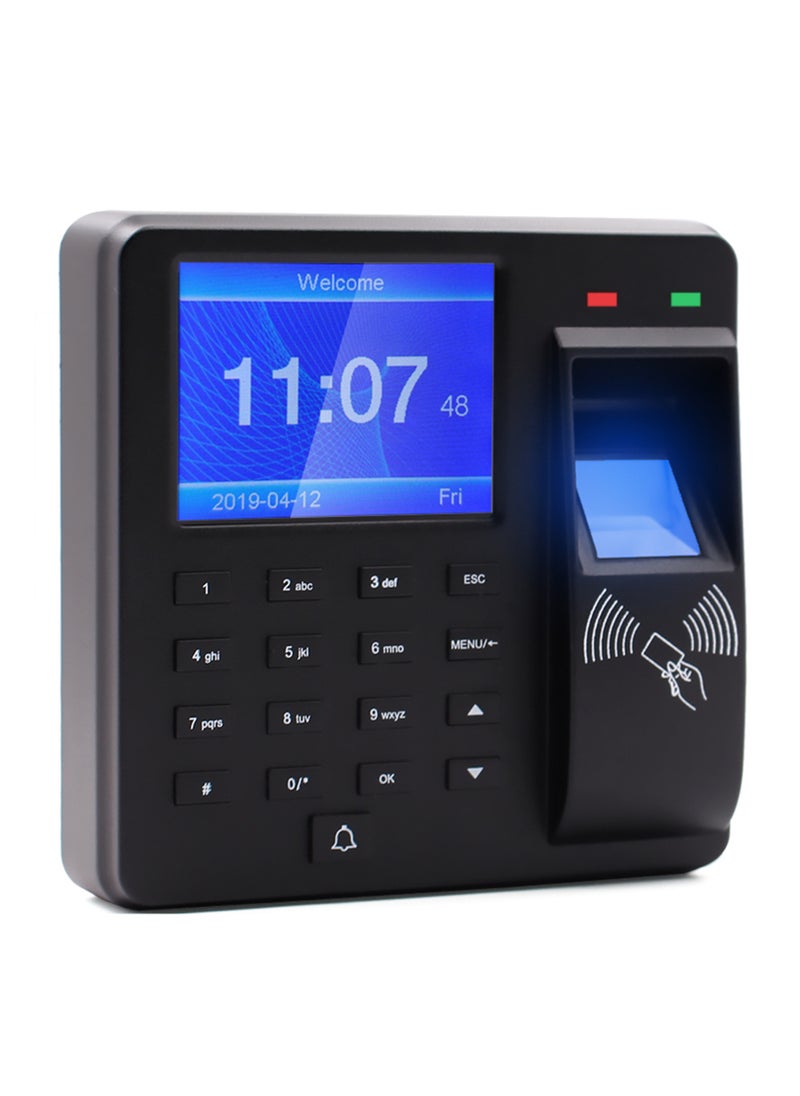 Generic - 2.4 Inch Display Screen Access Control Time Attendance Machine Fingerprint/Password/ID Card Recognition Time Clock Employee Checking-in Recorder Multi-language Support U Disk Export Report - Image 1
