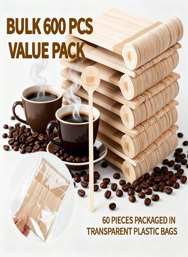 BALABALA Wooden Coffee Stirrers 600 Pcs 5.9 Inch Natural Wooden Stir Sticks Round End with Coffee Image Printed, Disposable Coffee Stirrers for Coffee Bar, Cafe, Home Use - Image 5