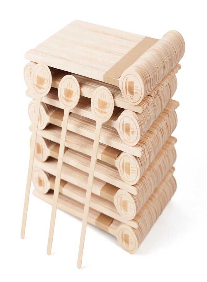 BALABALA Wooden Coffee Stirrers 600 Pcs 5.9 Inch Natural Wooden Stir Sticks Round End with Coffee Image Printed, Disposable Coffee Stirrers for Coffee Bar, Cafe, Home Use - Image 1