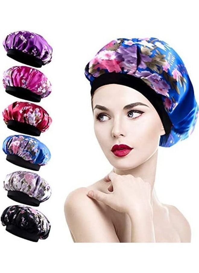 NIBEMINENT 6-Pack Sleeping Caps Satin Bonnets Hair Loss Cap Multicolour 8inch 