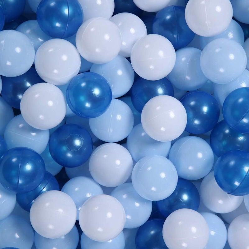 Gogoso GOGOSO Ball Pit Balls Blue Balls for Ball Pits  Baby Pool for Babies  Kids  Toddlers  Boys  Phthalate Free BPA Free  Pack of 100 with Storage Bag  with Color Pearl Blue  Light Blue  White - Image 1