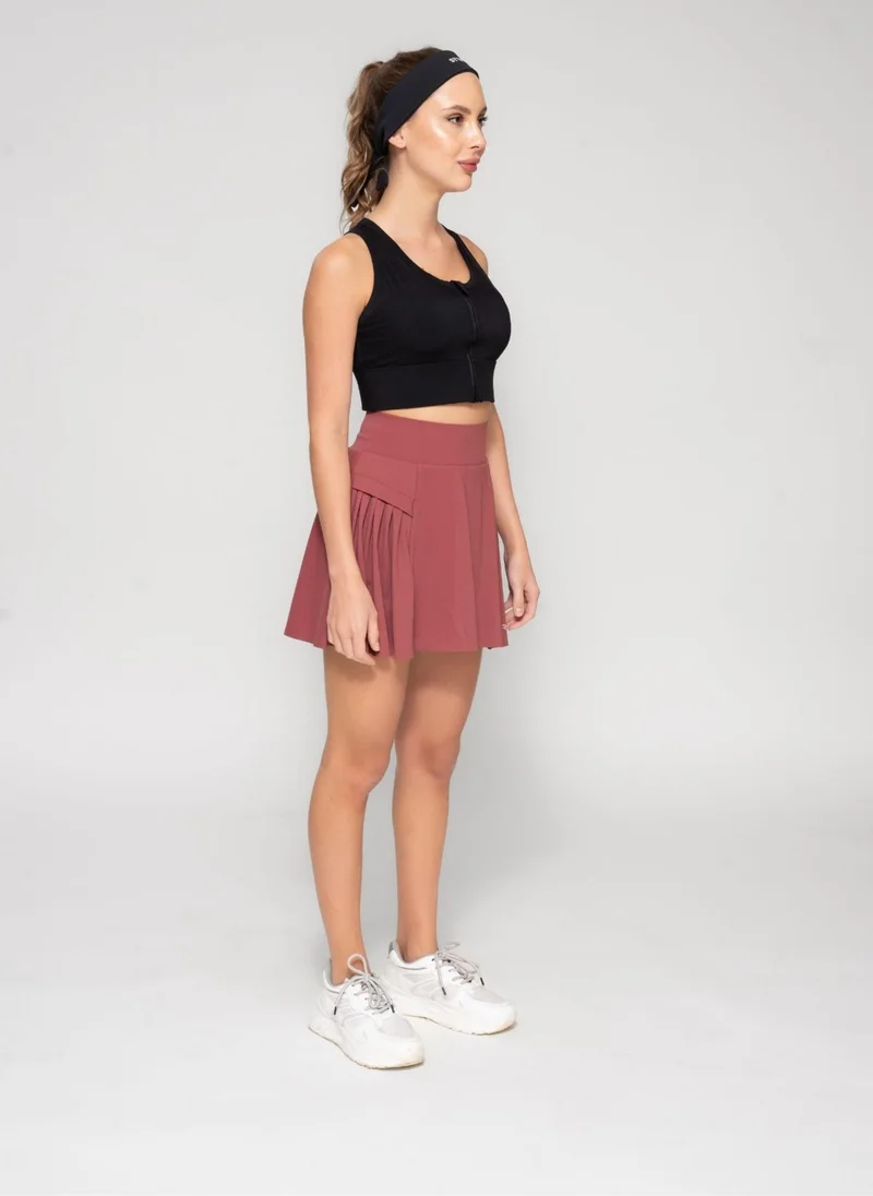 Strch STRCH Nylon Women Plated Skirt with Bonded Waistband | Red | Size - L