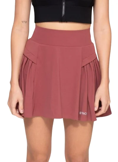 Strch STRCH Nylon Women Plated Skirt with Bonded Waistband | Red | Size - L