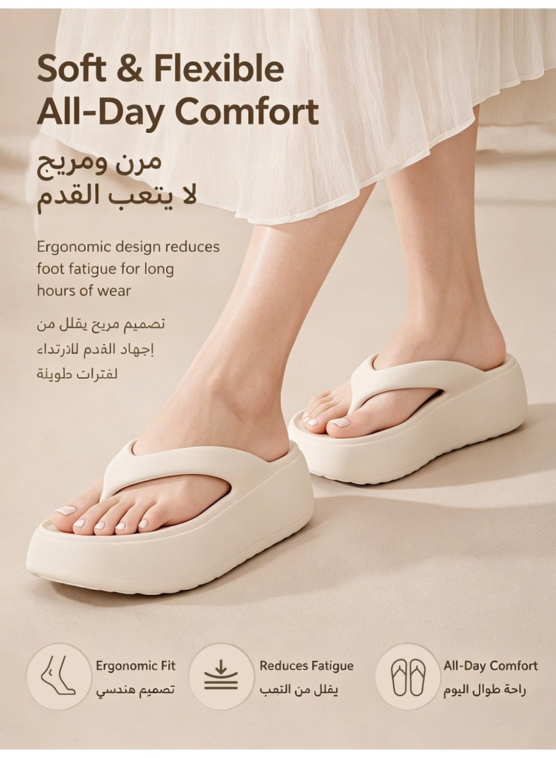 GUOLUOFEI Women's Platform Flip Flops, Casual Wedges Sandals With Arch Support, Summer Chunky Heeled Slides, Beach Thong Slippers - Image 2