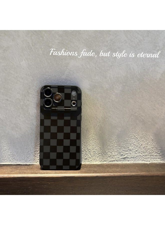Jusnfu for lPhone 17 Pro Case 6.3 Inch 2025, Aesthetic Checkered Print Phone Case for Women Girls Men, Slim Silicone Protective Phone Cover for lPhone 17 Pro, Black Checkered - Image 4