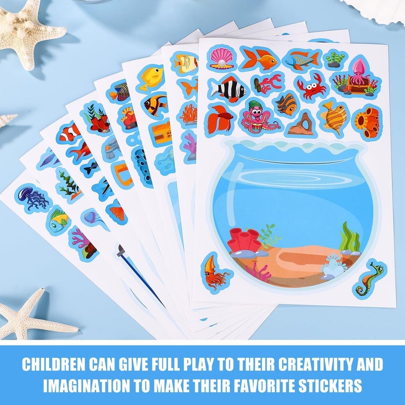 Azonee Ocean Animal Stickers, Marine Life Decals, Underwater Sea Creature Fish Stickers, DIY Craft Supplies for Kids, Classroom Activities, Summer Parties, Birthday Decor (Blue), 32Pcs - Image 2