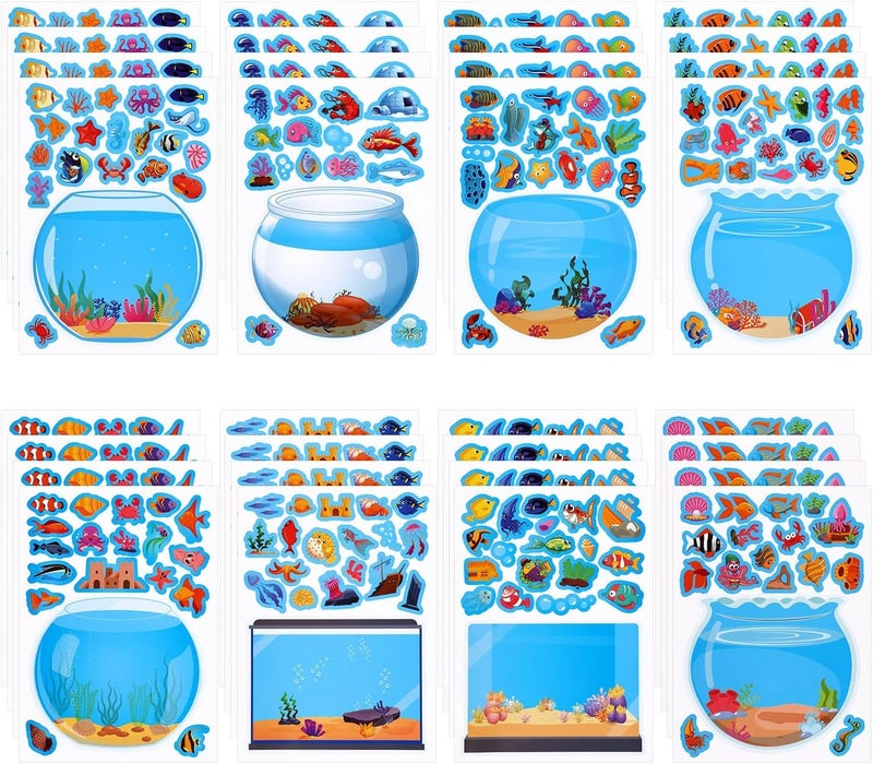 Azonee Ocean Animal Stickers, Marine Life Decals, Underwater Sea Creature Fish Stickers, DIY Craft Supplies for Kids, Classroom Activities, Summer Parties, Birthday Decor (Blue), 32Pcs - Image 1