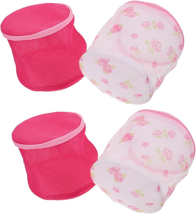 BESPORTBLE 4 قطع أكياس غسيل الملابس مزدوجة الطبقات شبكية تصميم زهري مدمج للغسالة والغسيل اليدوي - Image 1