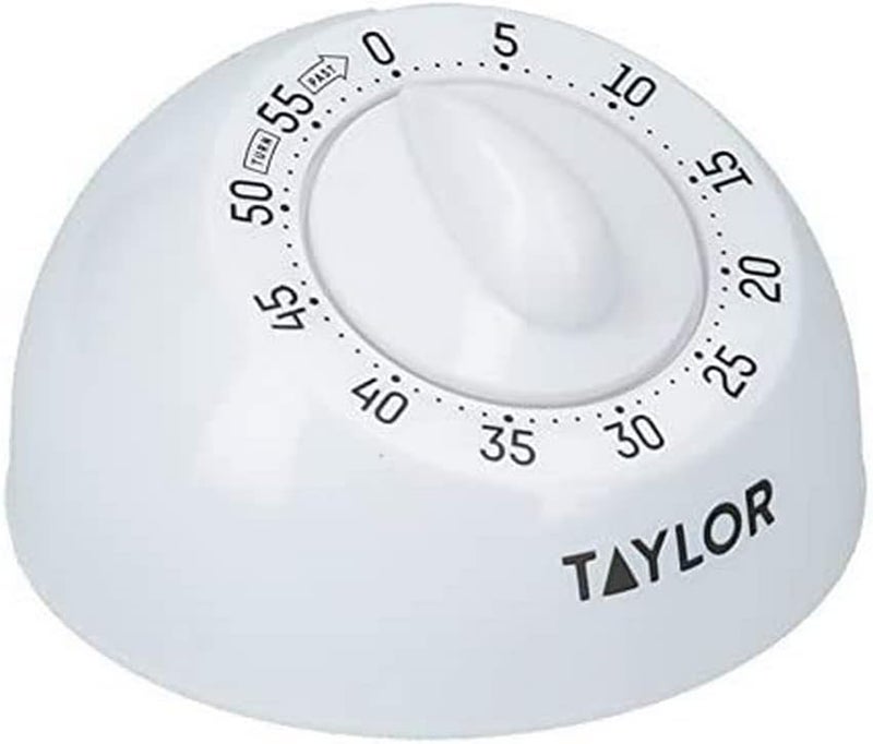 Taylor Kitchen Timer, Classic Mechanical Cooking and Baking Countdown Rotating Alarm, 60 Minutes, White - Image 1