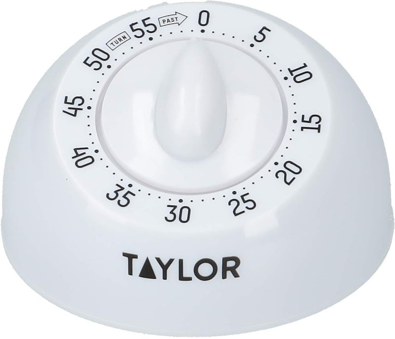 Taylor Kitchen Timer, Classic Mechanical Cooking and Baking Countdown Rotating Alarm, 60 Minutes, White - Image 2