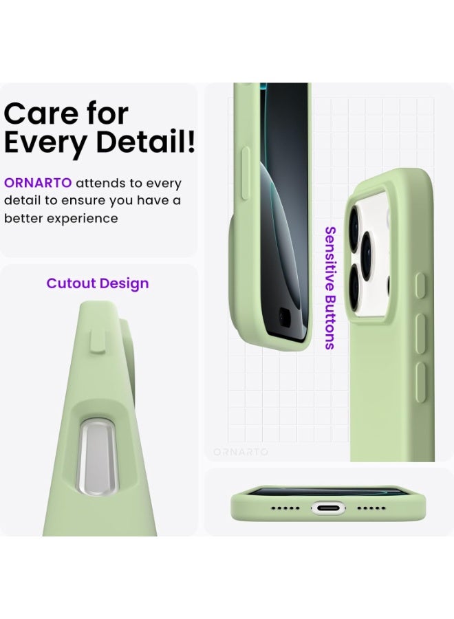 أكاليكس جراب سيليكون متوافق مع iPhone 17 Pro، جراب هاتف سيليكون سائل رفيع مع مصد مطاطي ناعم مقاوم للصدمات مكون من 3 طبقات مع بطانة من مادة TPU (ماتشا) - Image 3