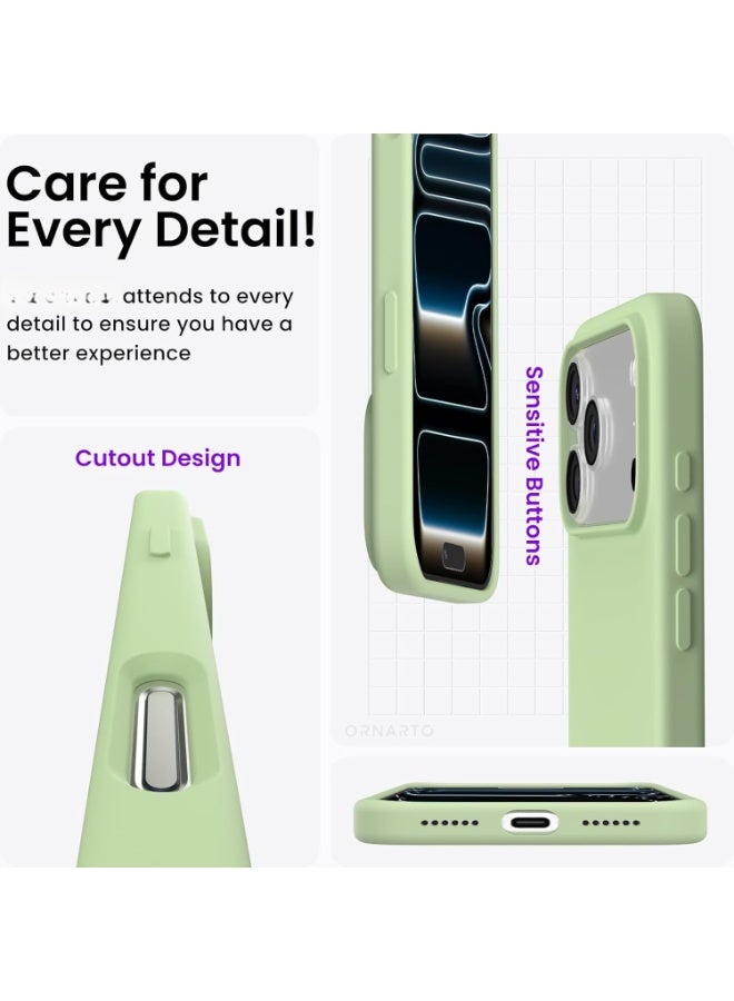 أكاليكس جراب سيليكون متوافق مع iPhone 17 Pro، جراب هاتف سيليكون سائل رفيع مع مصد مطاطي ناعم مقاوم للصدمات مكون من 3 طبقات مع بطانة من مادة TPU (ماتشا) - Image 5
