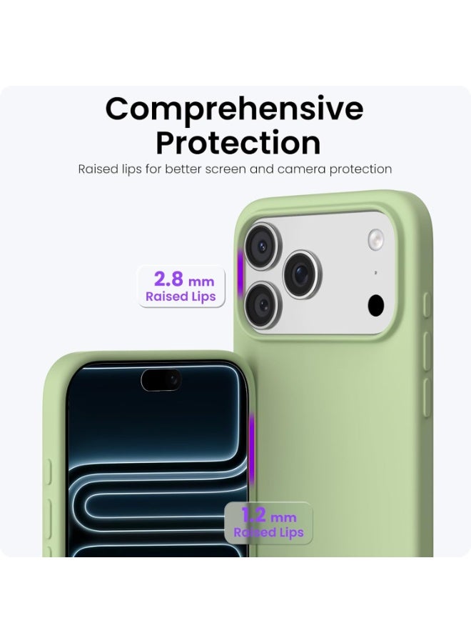 أكاليكس جراب سيليكون متوافق مع iPhone 17 Pro، جراب هاتف سيليكون سائل رفيع مع مصد مطاطي ناعم مقاوم للصدمات مكون من 3 طبقات مع بطانة من مادة TPU (ماتشا) - Image 4