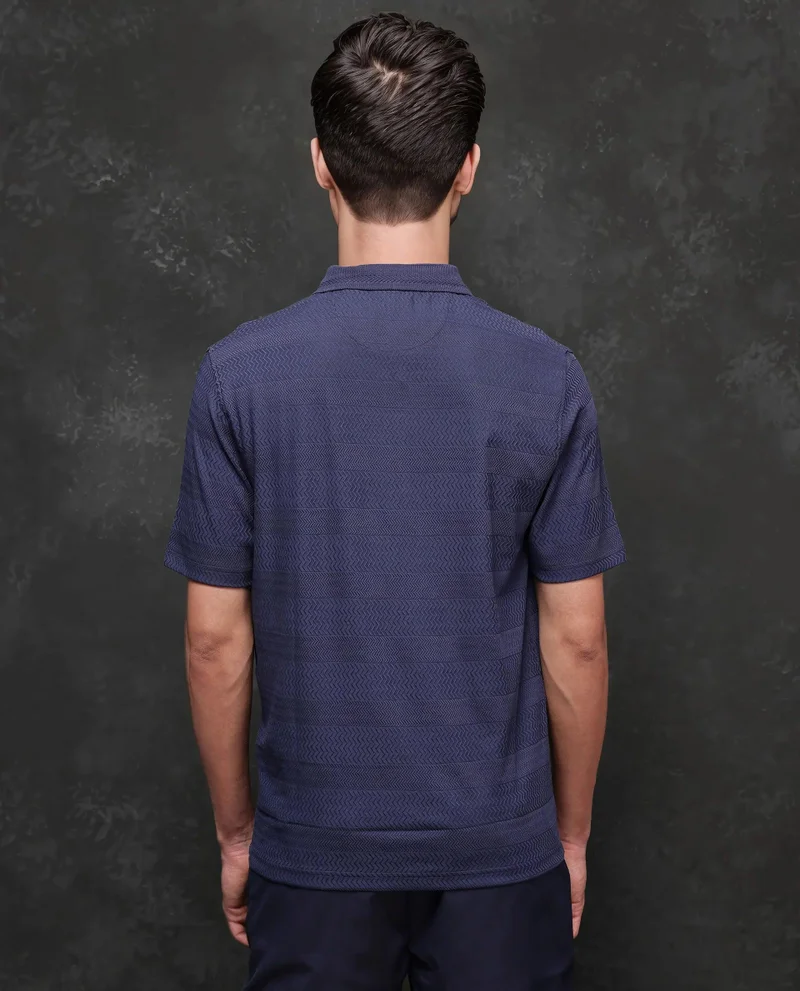 Rare Rabbit Men's Mercerised Jacquard Zipper Polo