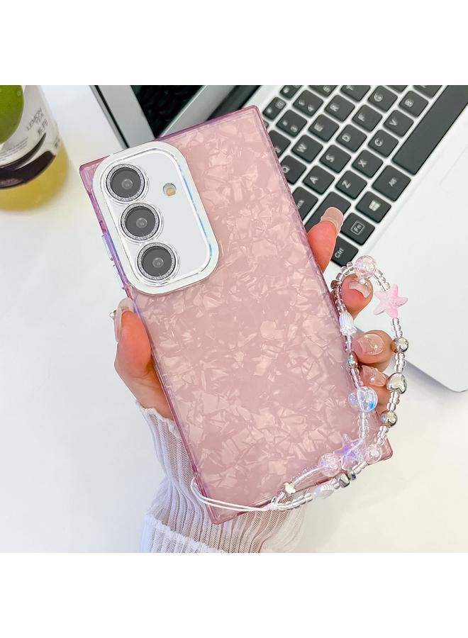 اس-توب جراب لهاتف Samsung Galaxy S24 5G مطلي بطبقة لامعة وسلسلة معصم من مادة TPU مع غشاء عدسة - Image 1