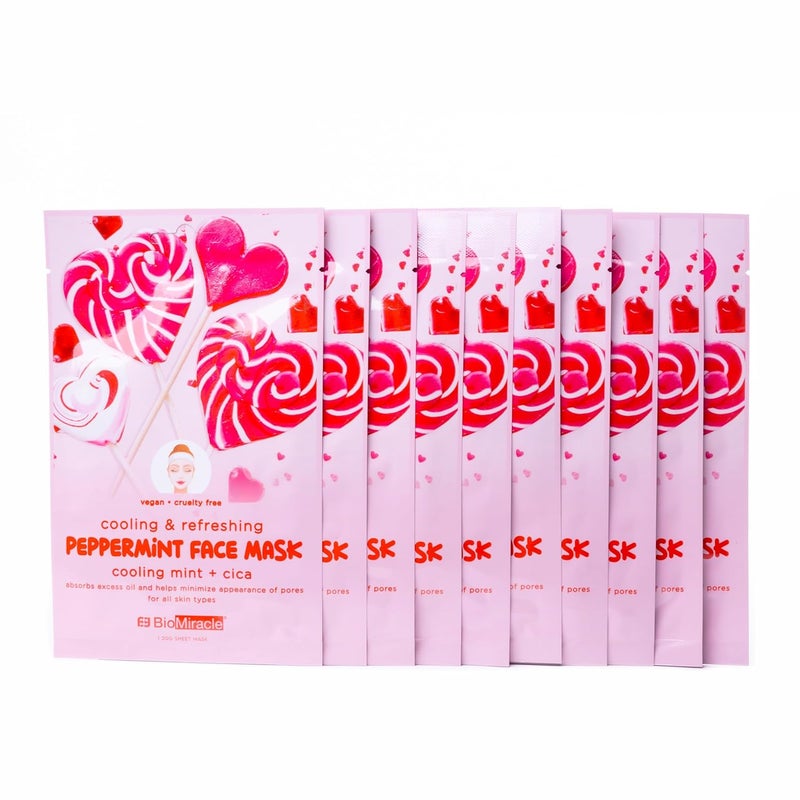 BioMiracle BioMiracle Cooling  Refreshing Peppermint Face Mask 10 Pack 10 Sheets 