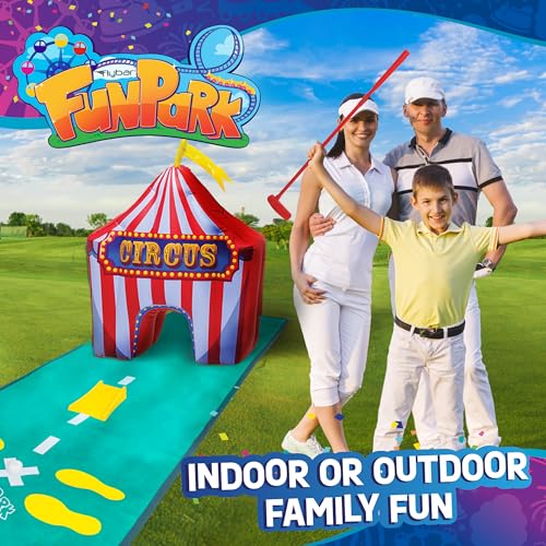 Flybar FunPark Inflatable Mini Golf Set 13Piece Course with Adjustable Clubs Balls Putting Cups Green Mats and Themed Obstacles for Indoor or Outdoor Play Active Game for Boys ANG Girls Ages 6 - Image 5