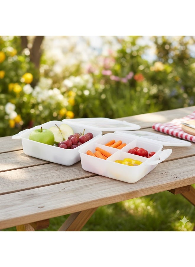 تيتيز صندوق غداء للأطفال مع ملعقة وشوكة ، حاوية طعام للأطفال، صندوق غداء للكبار، صندوق غداء بينتو مكون من 4 أقسام، حاويات طعام للمدرسة/العمل/السفر/النزهات، مانع للتسرب، قابل لإعادة الاستخدام، خالٍ من مادة BPA - Image 2