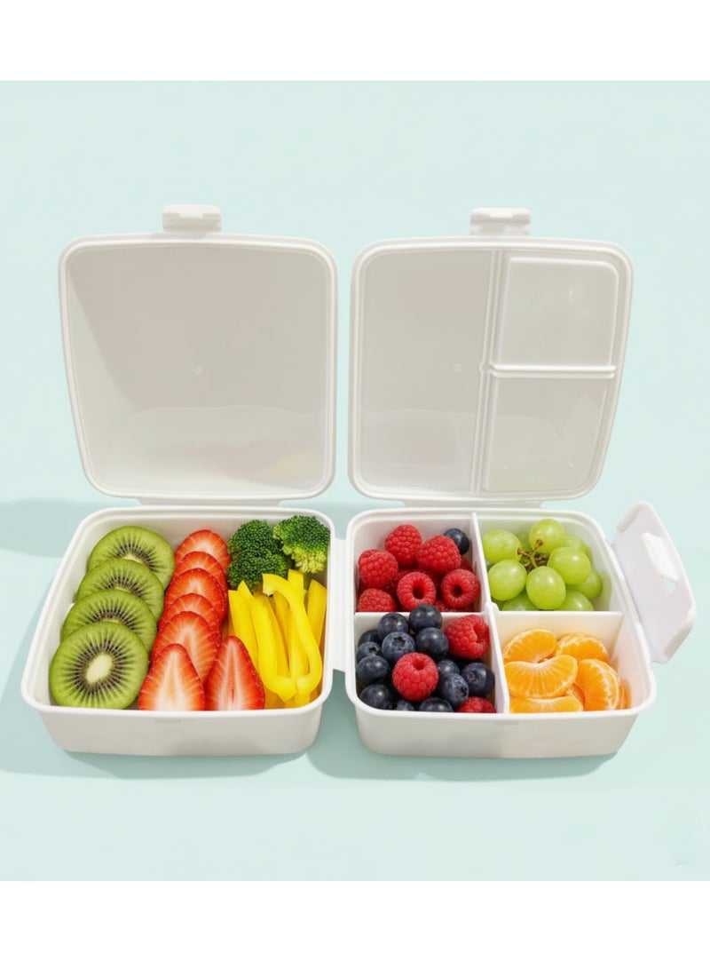 تيتيز صندوق غداء للأطفال مع ملعقة وشوكة ، حاوية طعام للأطفال، صندوق غداء للكبار، صندوق غداء بينتو مكون من 4 أقسام، حاويات طعام للمدرسة/العمل/السفر/النزهات، مانع للتسرب، قابل لإعادة الاستخدام، خالٍ من مادة BPA - Image 4