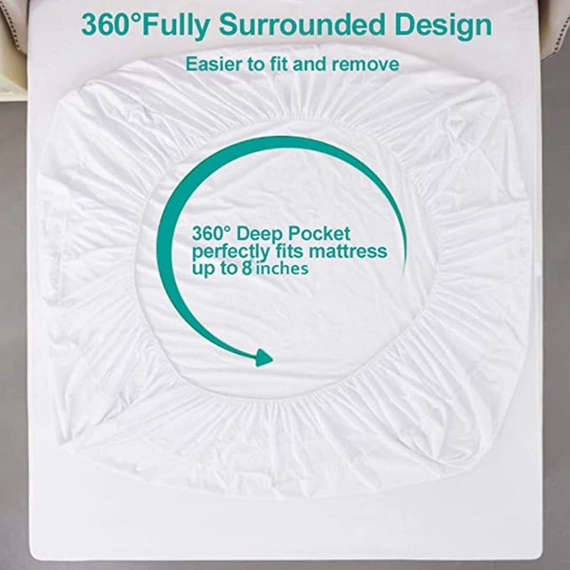 Mattress Protector - 100% Waterproof Mattress Cover Double Size Bed 84x48 Inches_with 8 Inch Drop Gray - Waterproof Terry Cotton Breathable n Kids Urine Protection (Double_84x48, Gray)  - Image 3