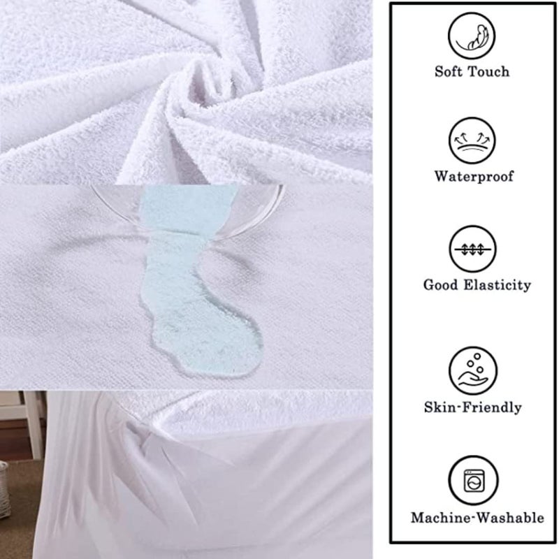 Mattress Protector - 100% Waterproof Mattress Cover Double Size Bed 84x48 Inches_with 8 Inch Drop Gray - Waterproof Terry Cotton Breathable n Kids Urine Protection (Double_84x48, Gray)  - Image 4