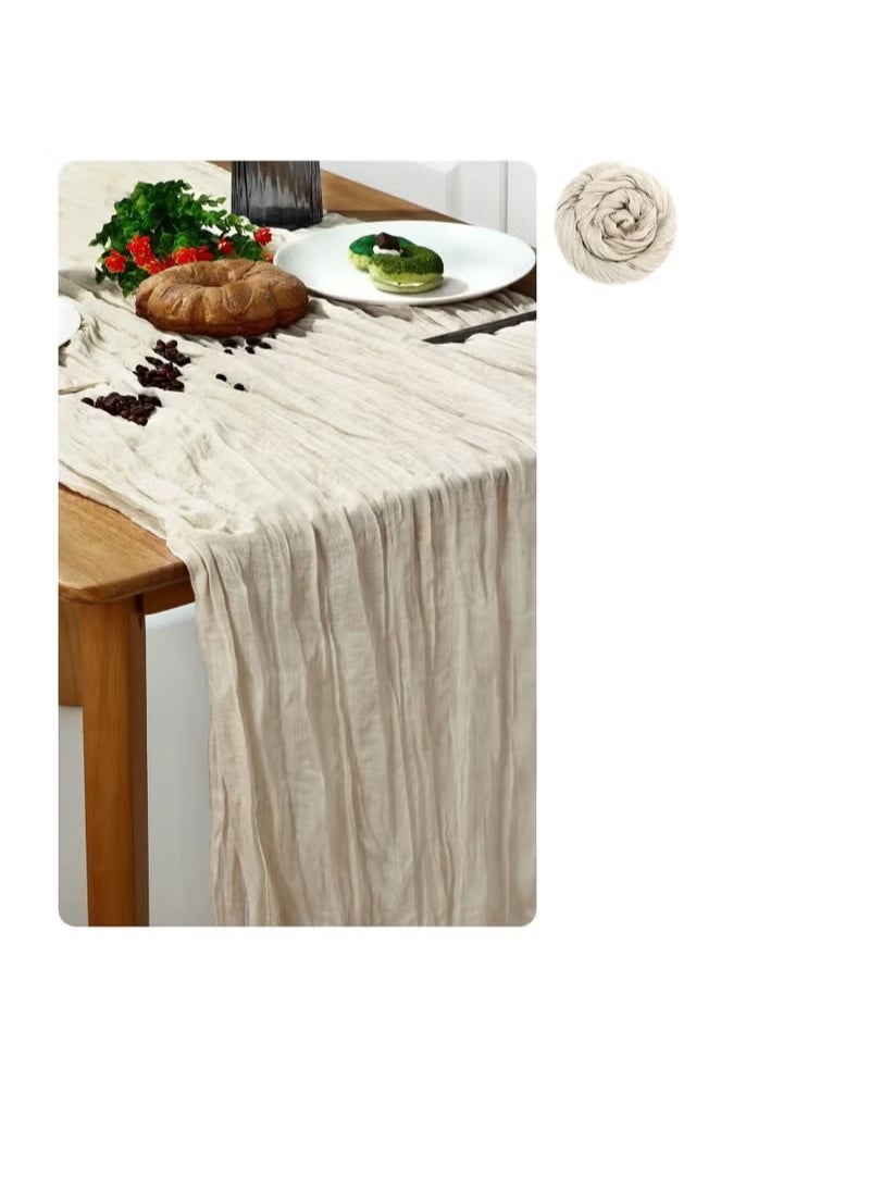Generic Cheesecloth Table Runner 35 x 118 Inch Gauze Tablecloth Boho Wedding Decor 10 Ft Rustic Wedding Decorations Vintage Table Centerpieces for Wedding Reception Bridal Shower Birthday (1 Pack Beige)  - Image 1