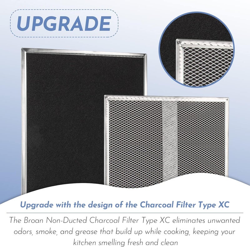 Pokin Upgrade HPF30 Charcoal Range Hood Non-Ducted Filter (with Clips), for Broan Nutone S97020466 Series Range Hood 14.6” x 12.8” x 0.14” Traps Odors Grease Filters Type XC - 2 Pack - Image 3