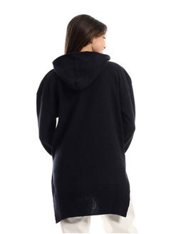 Andora High Low Hooded Heather Navy Blue Pullover  - Image 3