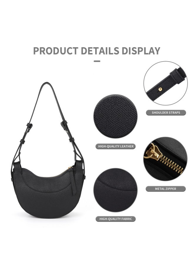 Half Moon Bag Adjustable Shoulder Strap Crossbody Shoulder Bag Women Crescent Bag Three-use Underarm Bag-Colour:Brown  - Image 4