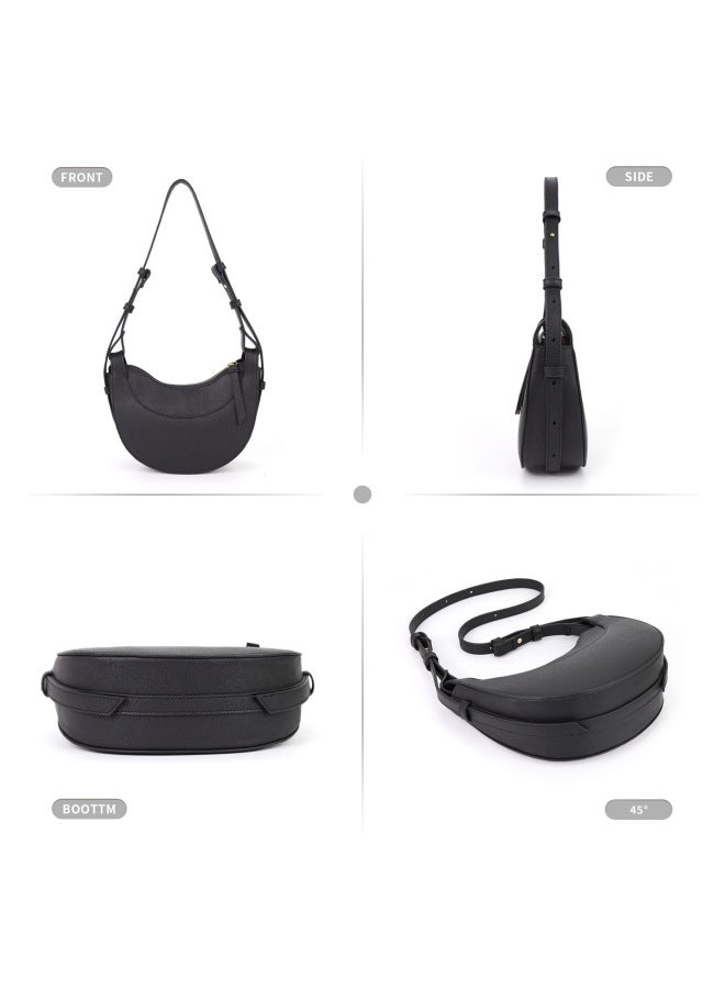 Half Moon Bag Adjustable Shoulder Strap Crossbody Shoulder Bag Women Crescent Bag Three-use Underarm Bag-Colour:Brown  - Image 3