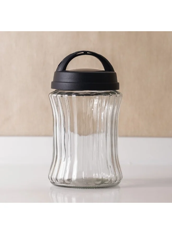 DANUBE HOME Danube Home Qlux Royal Stripe Jar 1500Ml Black Elegant And Durable Glass Storage Jar Freshness Perfect For Storing Dry Goods Spices Snacks Or Liquids 11.5X11.5X21.5Cm