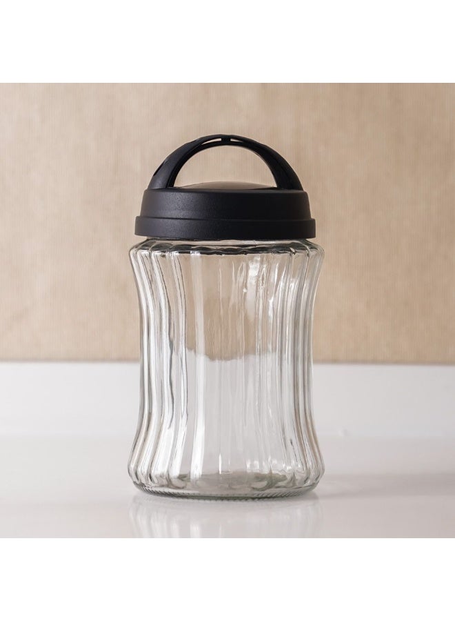 DANUBE HOME Danube Home Qlux Royal Stripe Jar 1500Ml Black Elegant And Durable Glass Storage Jar Freshness Perfect For Storing Dry Goods Spices Snacks Or Liquids 11.5X11.5X21.5Cm  - Image 1