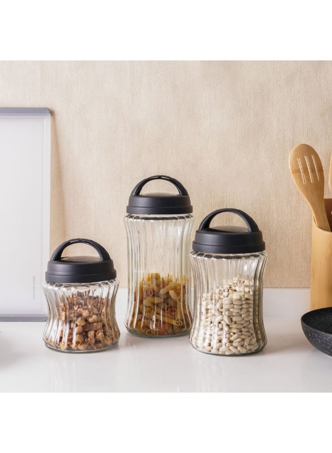 DANUBE HOME Danube Home Qlux Royal Stripe Jar 1500Ml Black Elegant And Durable Glass Storage Jar Freshness Perfect For Storing Dry Goods Spices Snacks Or Liquids 11.5X11.5X21.5Cm  - Image 3