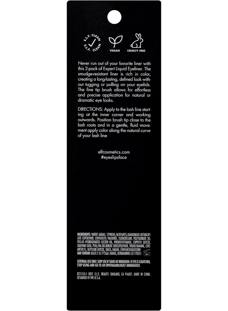 إلف محدد عيون سائل من إلف إكسبرت، عالي الصبغة، فائق النعومة، لتحديد دقيق، يدوم طويلاً، نباتي ولم يتم اختباره على الحيوانات، أسود فاحم، 0.14 أونصة، عبوتان (عبوة واحدة) - Image 4