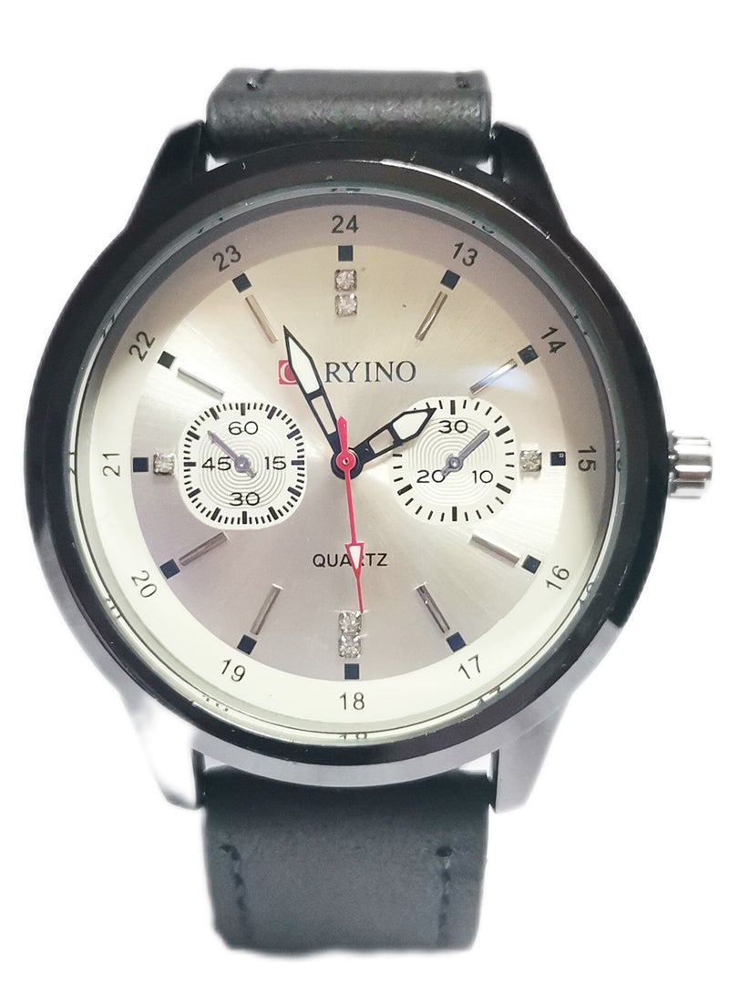 CARYINO Men's Watch with Set of High-end Leather Bracelets  - Image 4