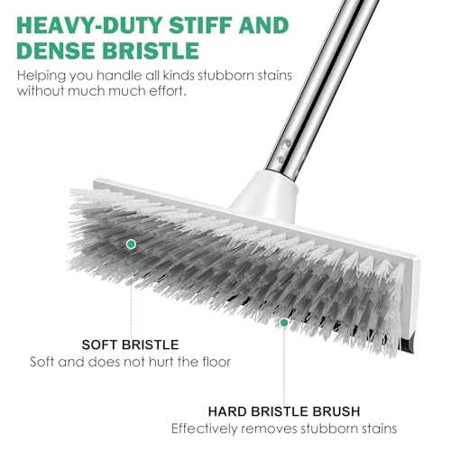 SetSail Floor Scrub Brush with 51-Inch Long Adjustable Handle 2 in 1 Scrape Brush Stiff Bristle Floor Scrubber for Cleaning Shower Bathroom Garage Kitchen Wall Deck Tub Tile - Image 3