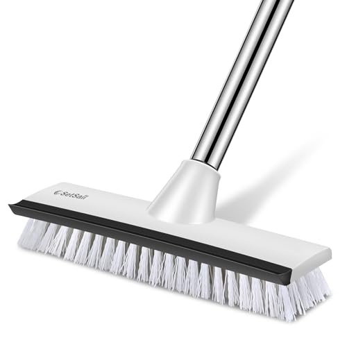 SetSail Floor Scrub Brush with 51-Inch Long Adjustable Handle 2 in 1 Scrape Brush Stiff Bristle Floor Scrubber for Cleaning Shower Bathroom Garage Kitchen Wall Deck Tub Tile - Image 1