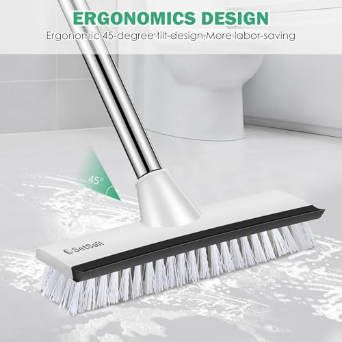 SetSail Floor Scrub Brush with 51-Inch Long Adjustable Handle 2 in 1 Scrape Brush Stiff Bristle Floor Scrubber for Cleaning Shower Bathroom Garage Kitchen Wall Deck Tub Tile - Image 5